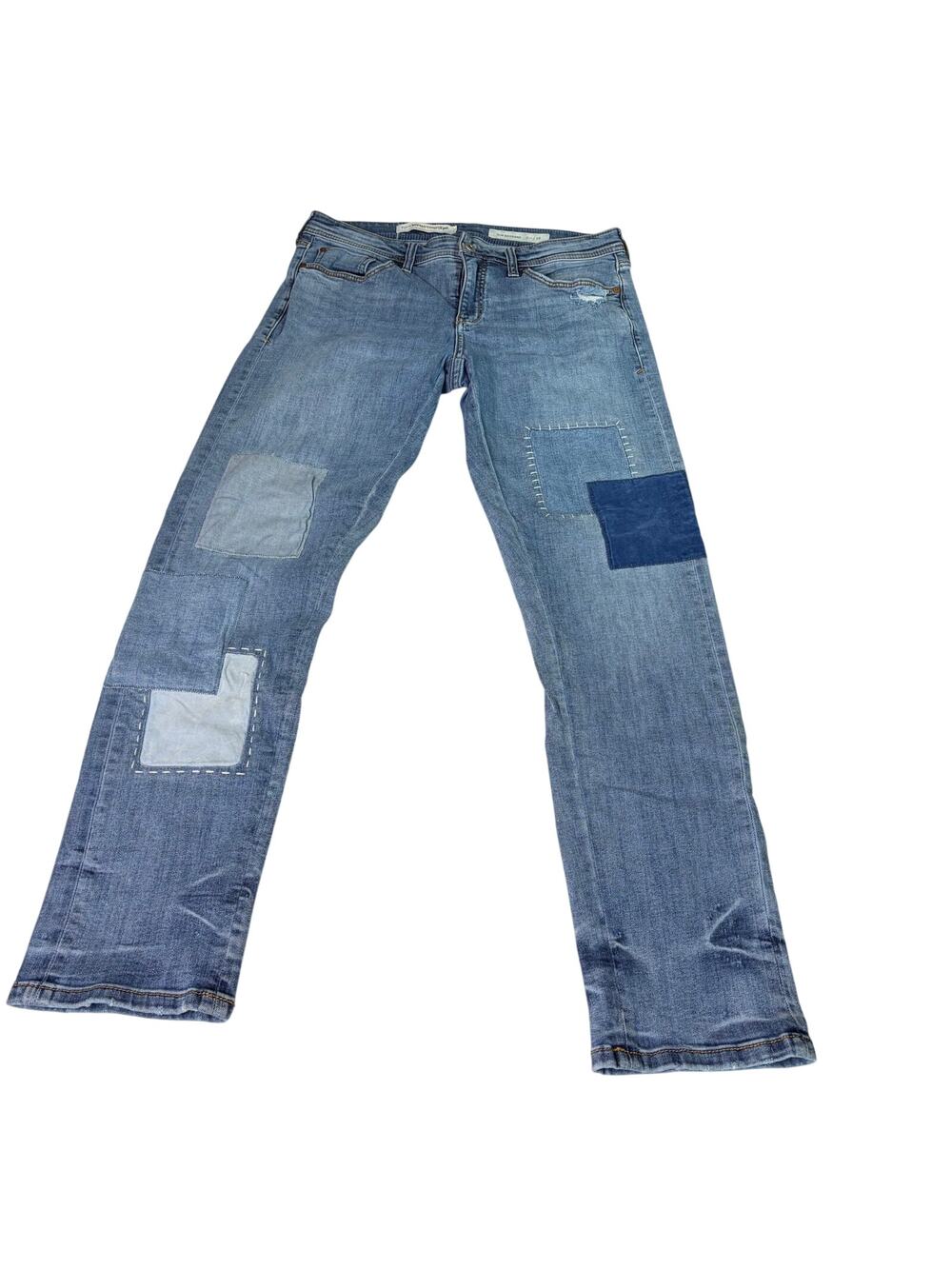 Pilcro womens slim boyfriend patchwork medium wash jeans. Size 28. boho, casual